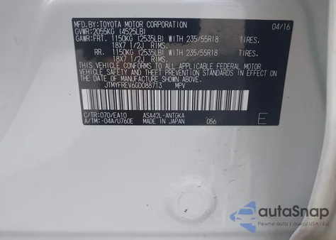 2016 Toyota Rav4 Limited from USA, damaged, VIN JTMYFREV6GD088713